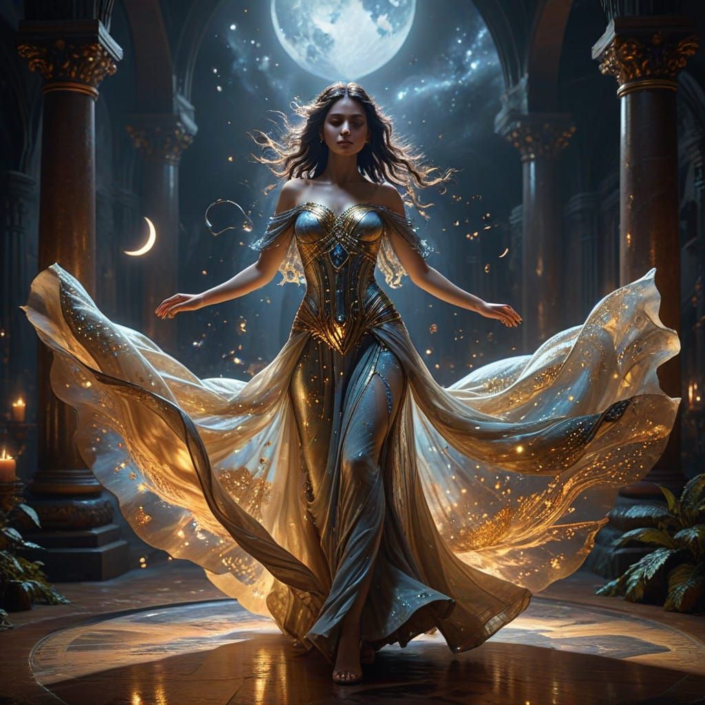 Mystical Figures Dance in Vibrant, Swirling Mist