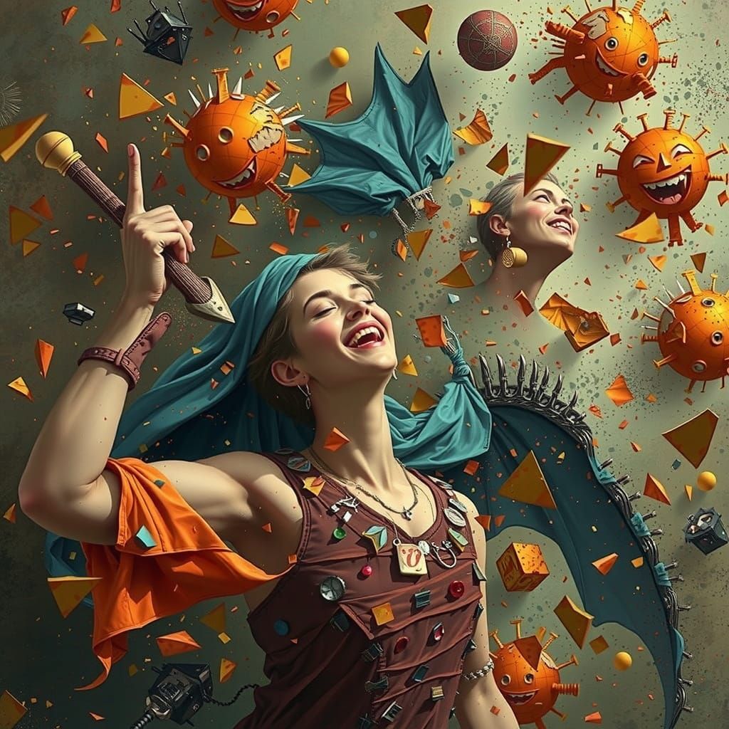 Abstract Digital Disintegration with Pixellation Effect