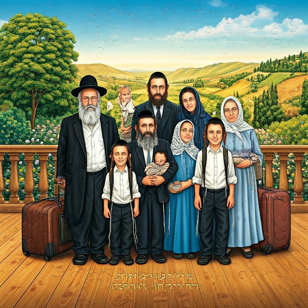 Haredi Family Trip as a Living Puzzle Illustration