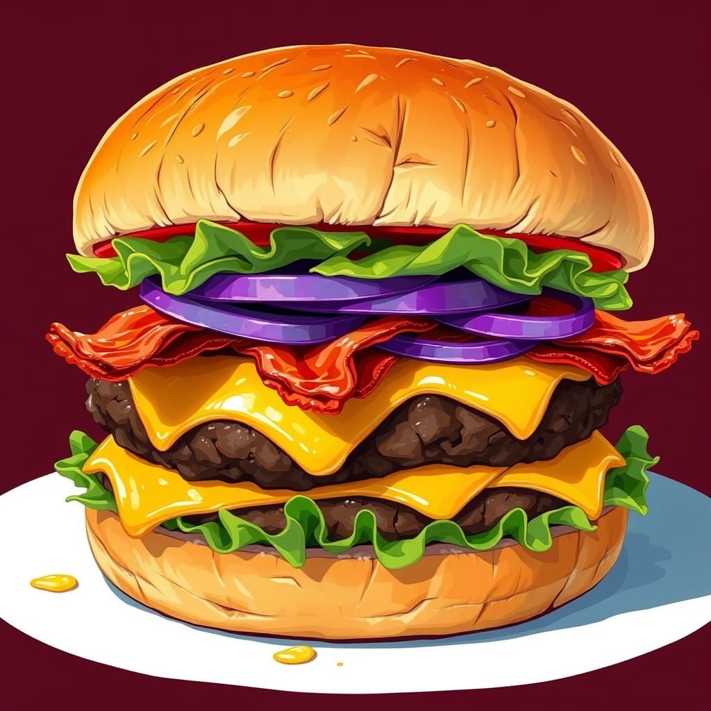 Vibrant Double Burger Masterpiece in Digital Art