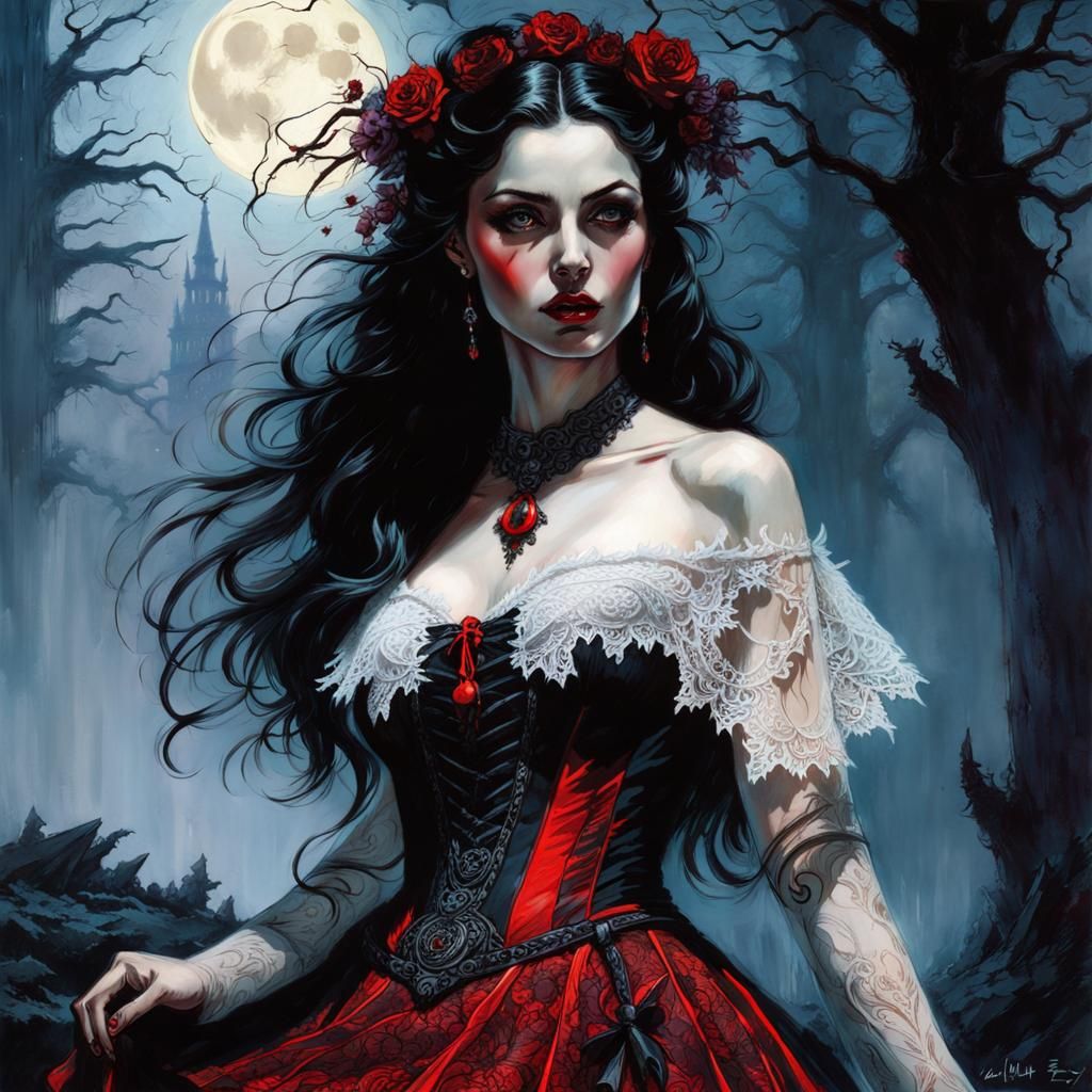 Beautiful Vampire Queen in Red Haze ❤️