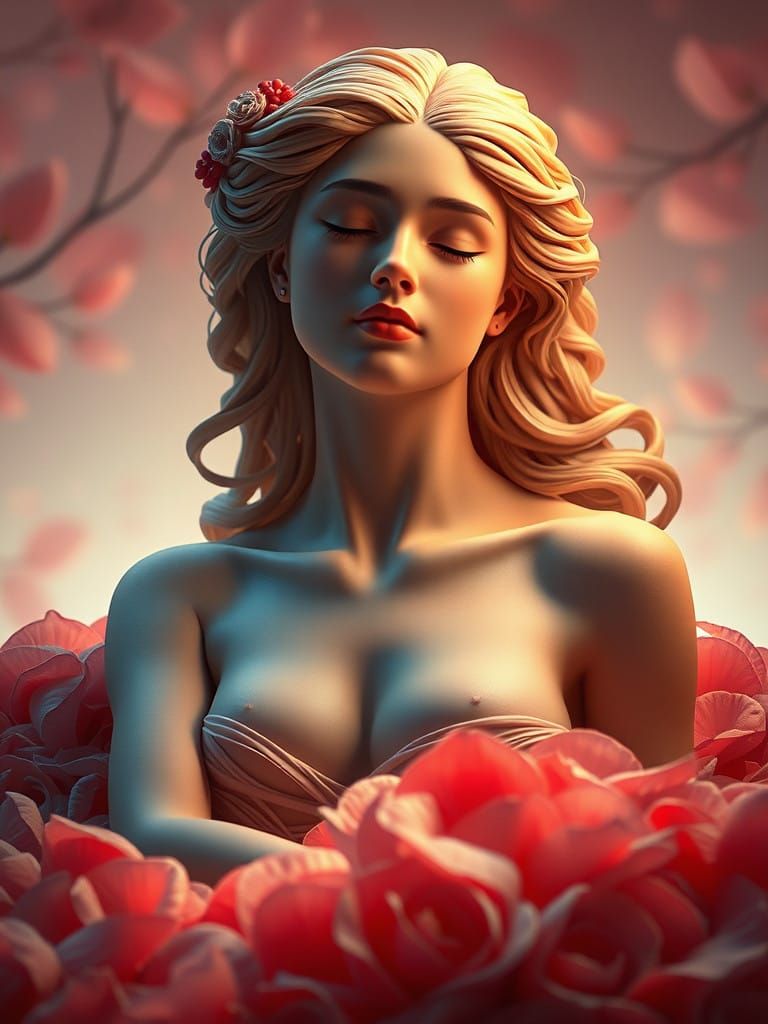 Surreal Goddess of Love in Art Nouveau Style