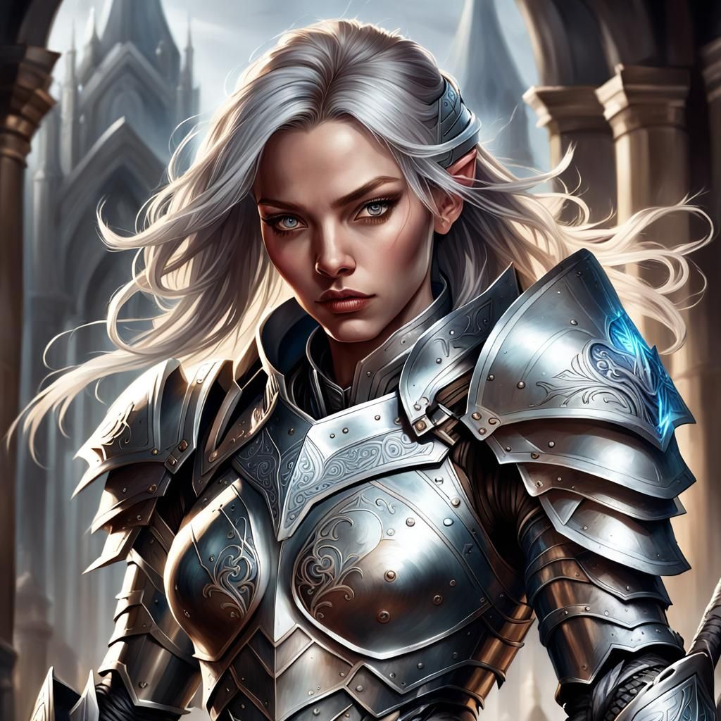 Drow Paladin Portrait in Epic Fantasy Style