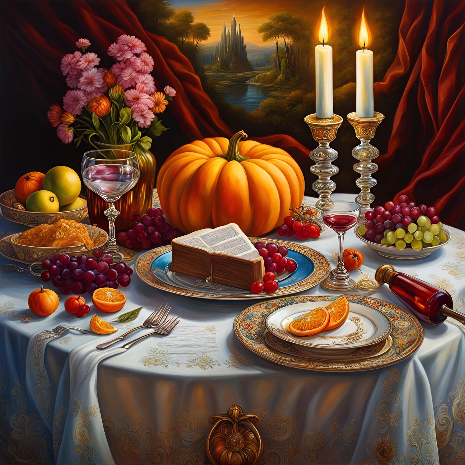 Thanksgiving Still Life Masterpiece in Diamond Painting Styl...