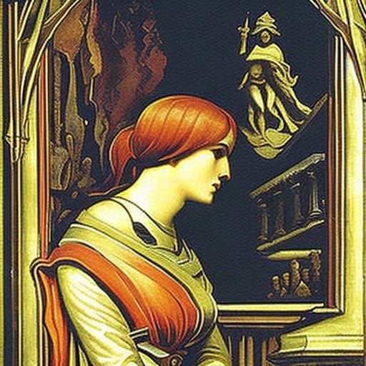 Surreal Detective Magazine Cover in Rossetti Style