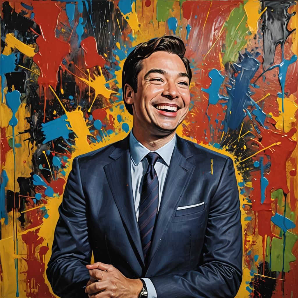 Jimmy Fallon Portrait in Warhol-Inspired Oil Painting