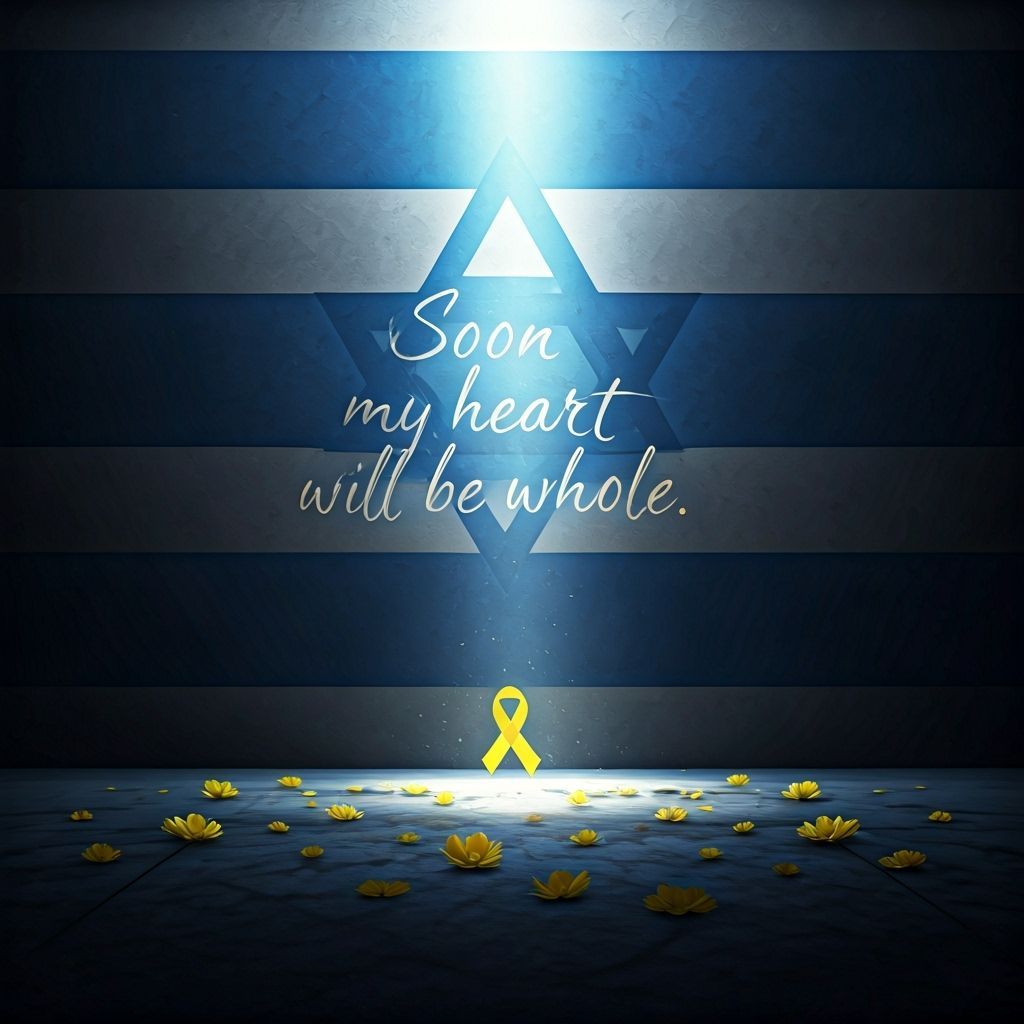 Hopeful Message on Wall with Star of David and Yellow Ribbon
