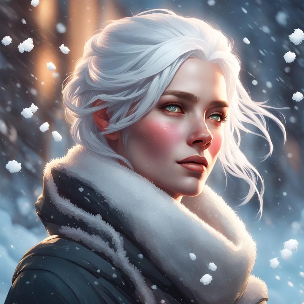 Snow Queen Portrait in Hyperdetailed Style