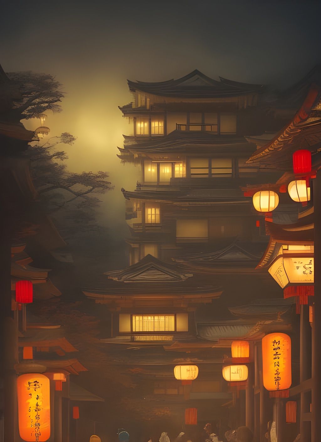 Rococo Inn at Night: Japanese-European Fantasy Art