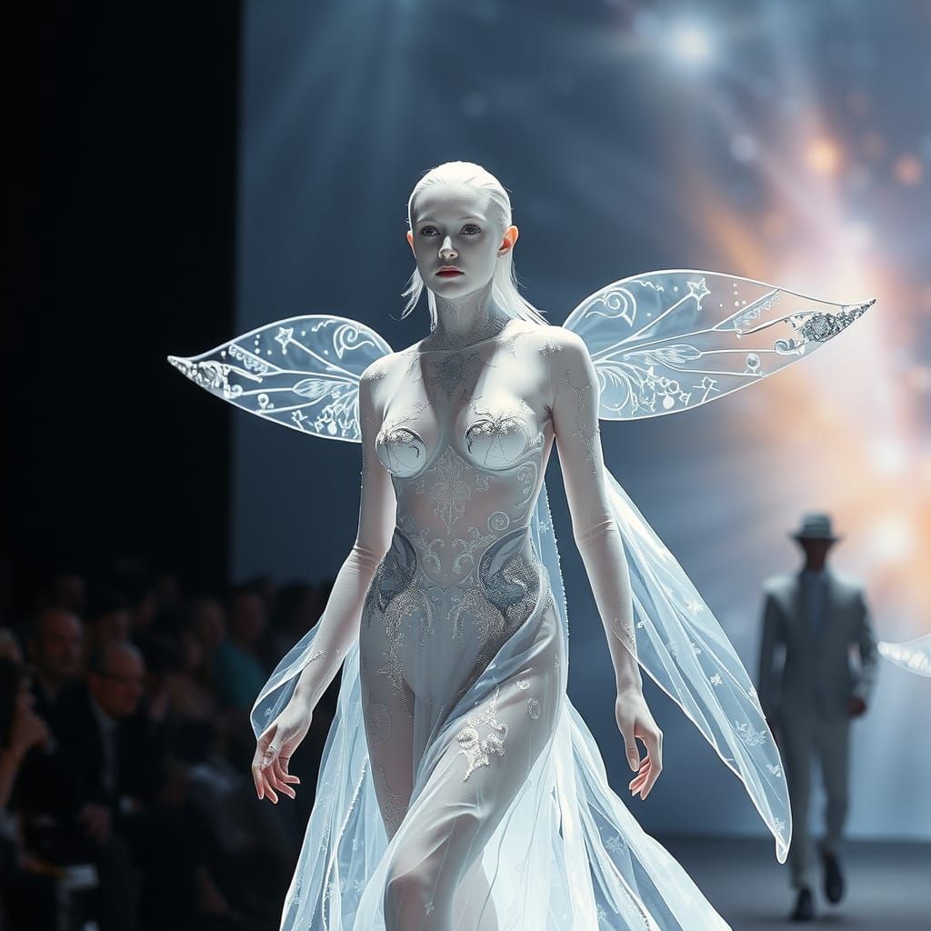 Ethereal Celestial Goddess in Shimmering Silver