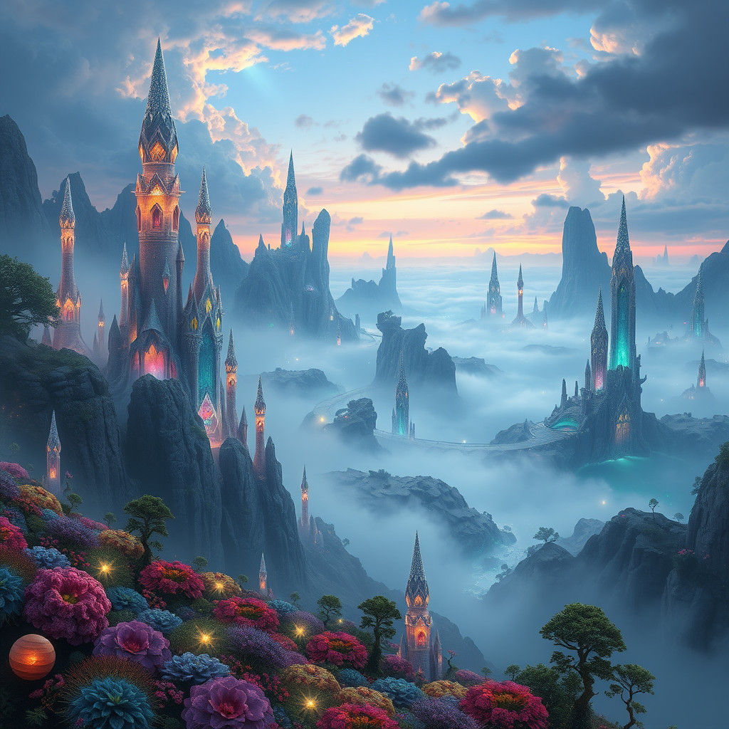 Dreamlike Surreal Landscape Inspired by Fantasy Art