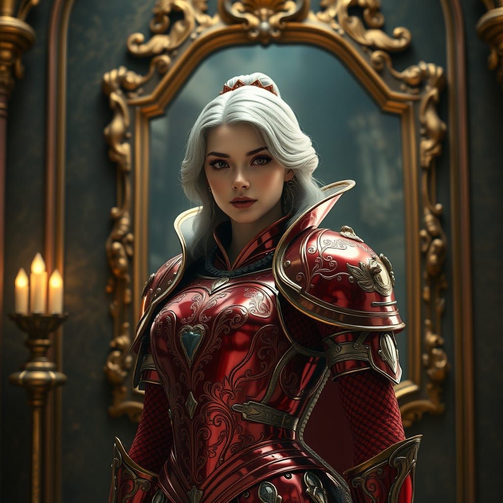 Elegant Snow White in Crimson Apple Armor
