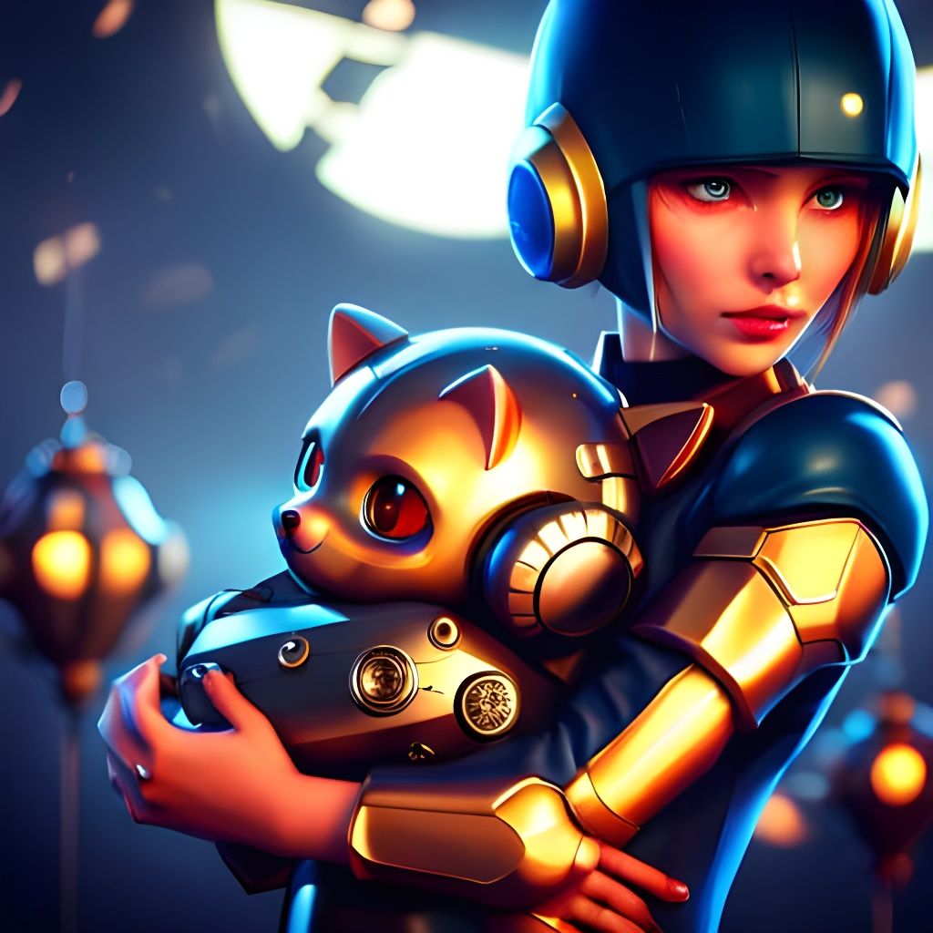 Ukrainian_teen huggin Robo-kittenDRONE