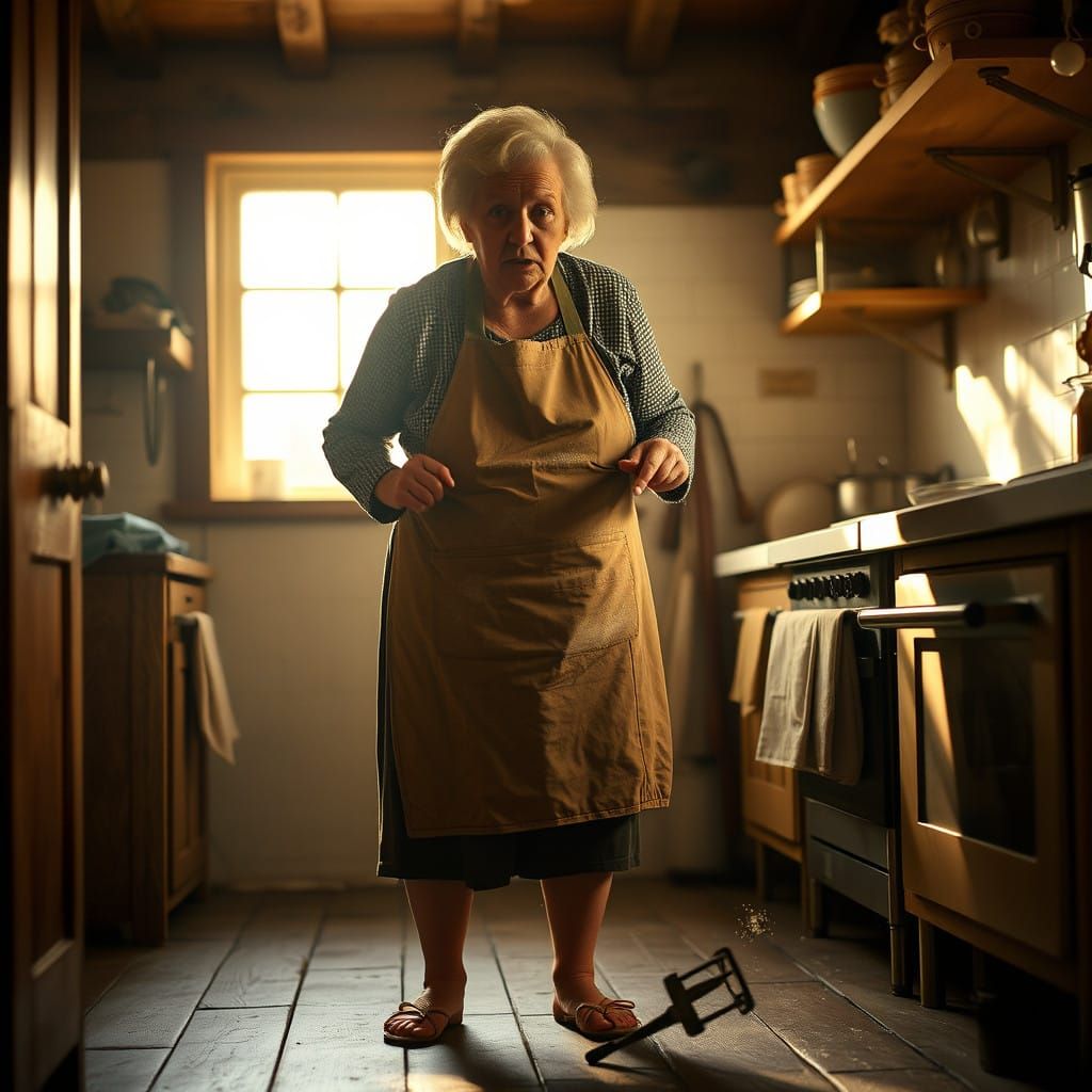 Rustic Country Kitchen Chaos: Elderly Cook's Shocked Express...