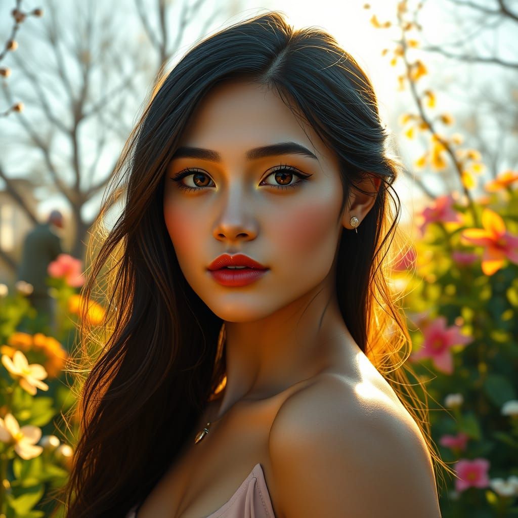 Garden Goddess in Digital Art Nouveau Style