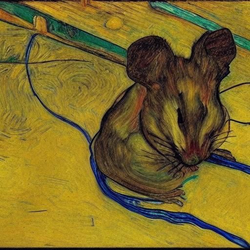 Mouse Chewing Wires: Expressionist Waiting Scene