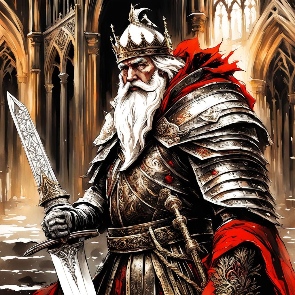 Gothic Father Christmas Knight in Snowy Field