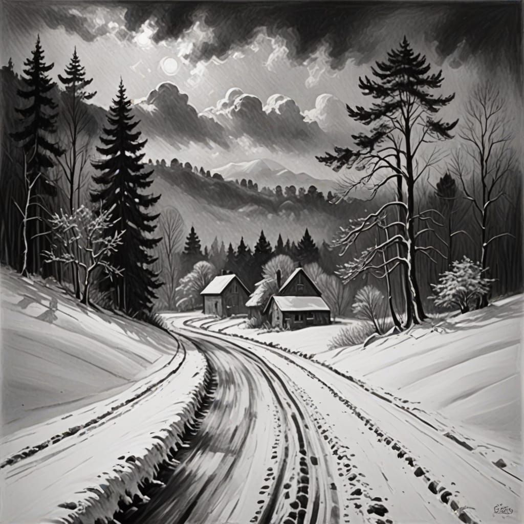 Serene Snow Landscape in Constable Style