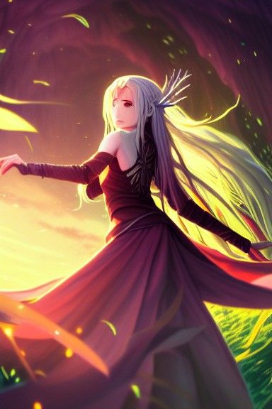 Arwen Undómiel Anime Concept Art in Colourful Style