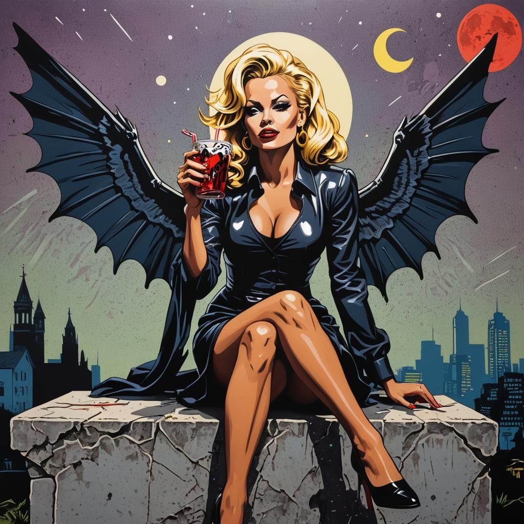 Gothic Pop Art: Pamela Anderson Sipping Cola