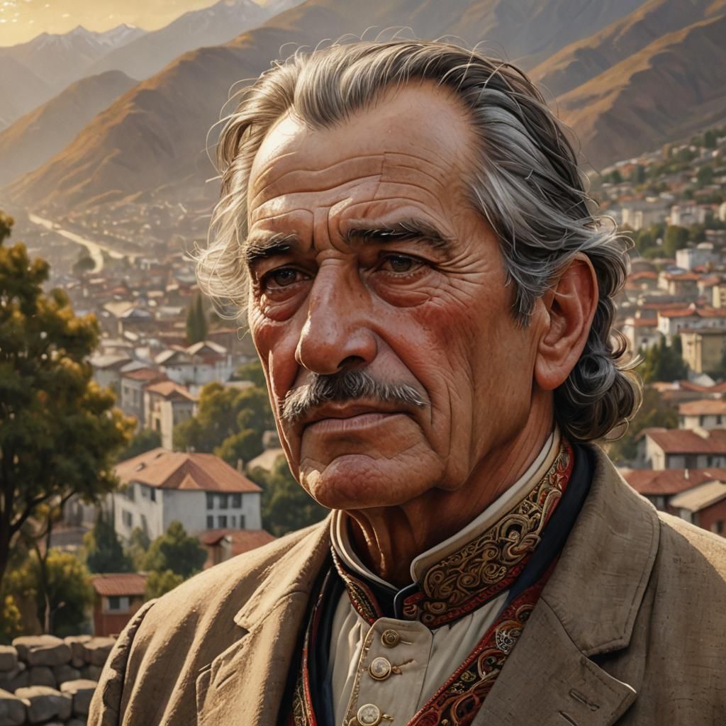 Chilean Man in Traditional Attire: Photorealistic Portrait