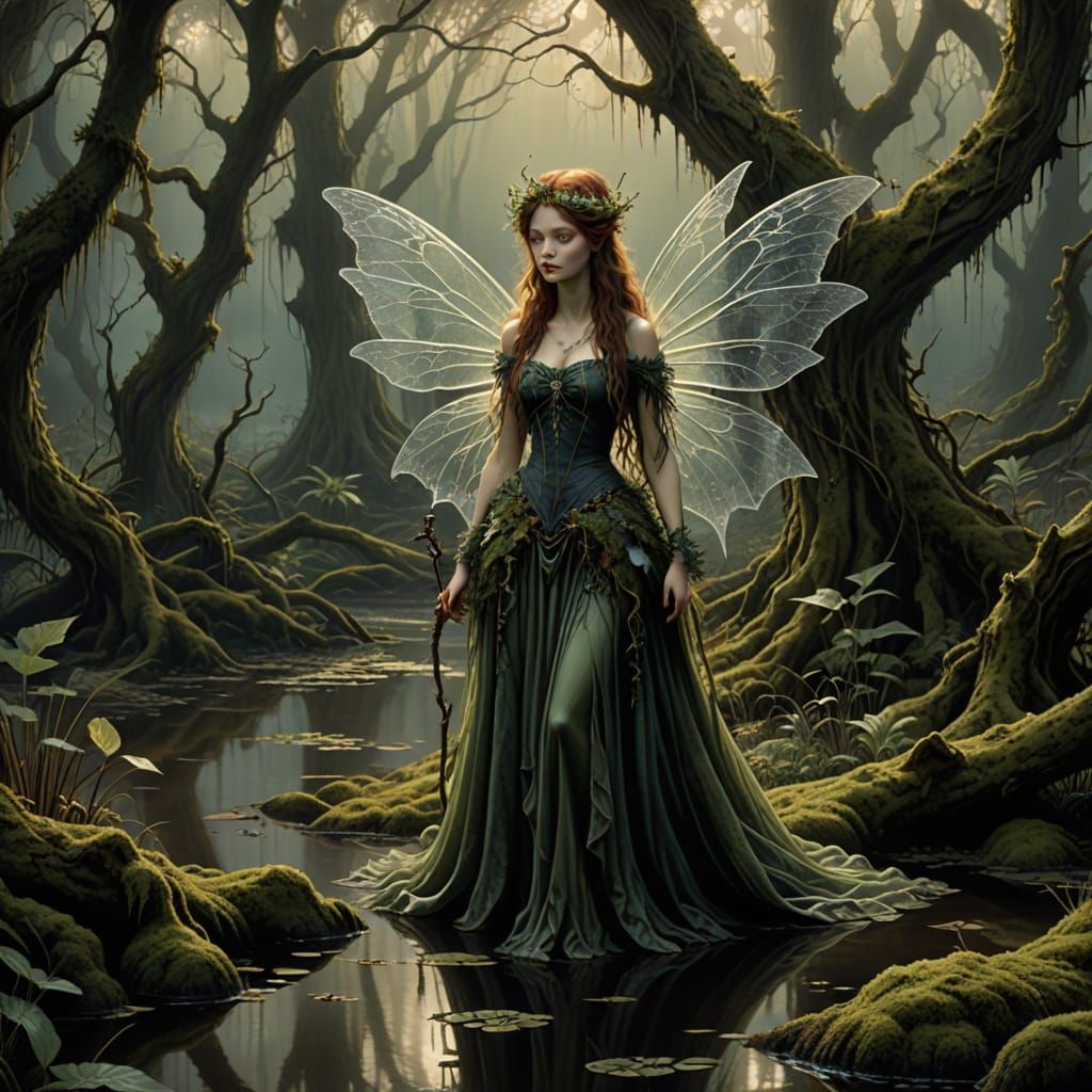 Swamp Fairy in Ethereal Fantasy Style