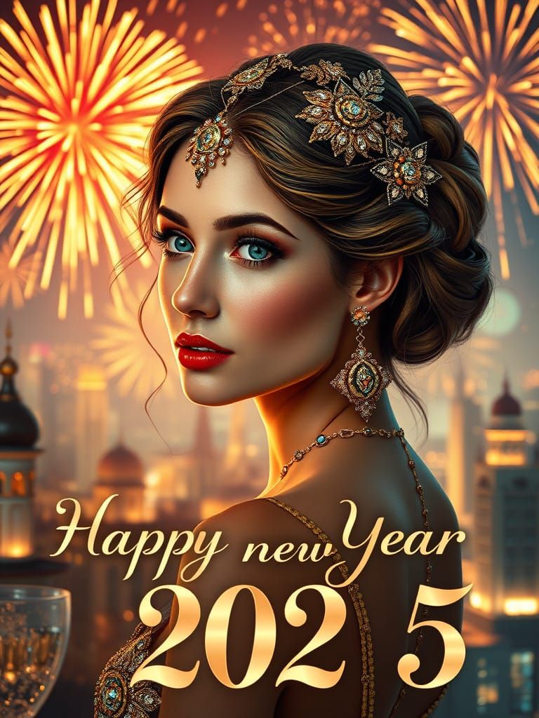 Festive Cityscape New Year's Portrait