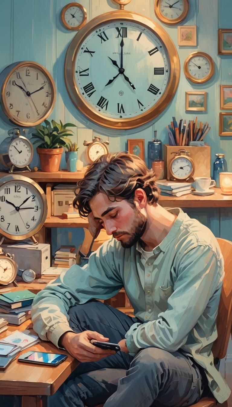 Serene Digital Illustration of Weary Person Resting