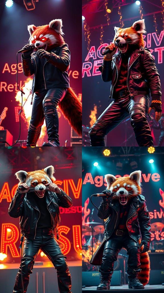 Heavy Metal Red Panda Rockstar in Epic Stage Performance
