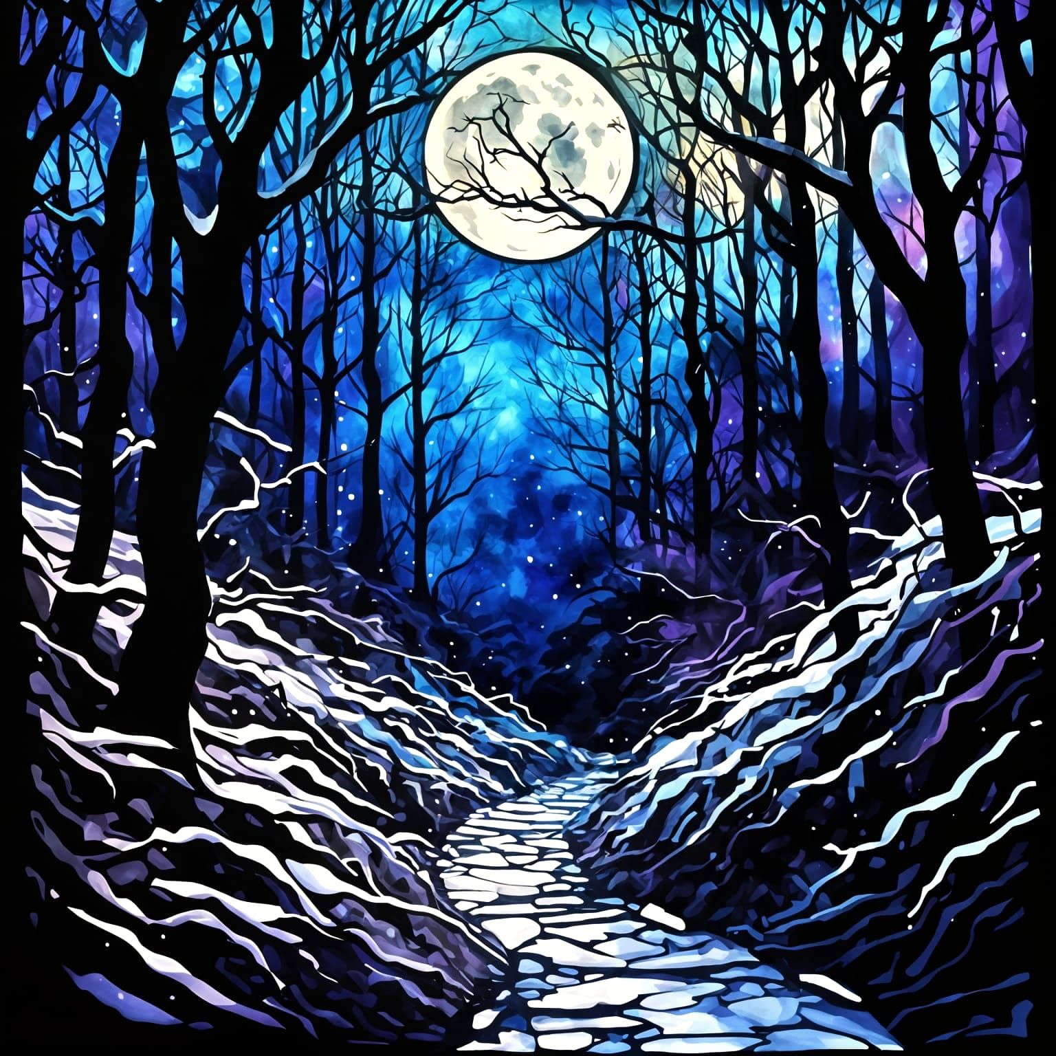 Ethereal Winter Nightscapes in Monochrome