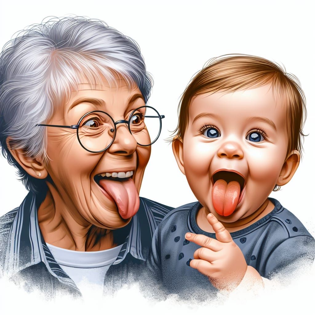 Adorable Baby and Grandmother Share Silly Moment