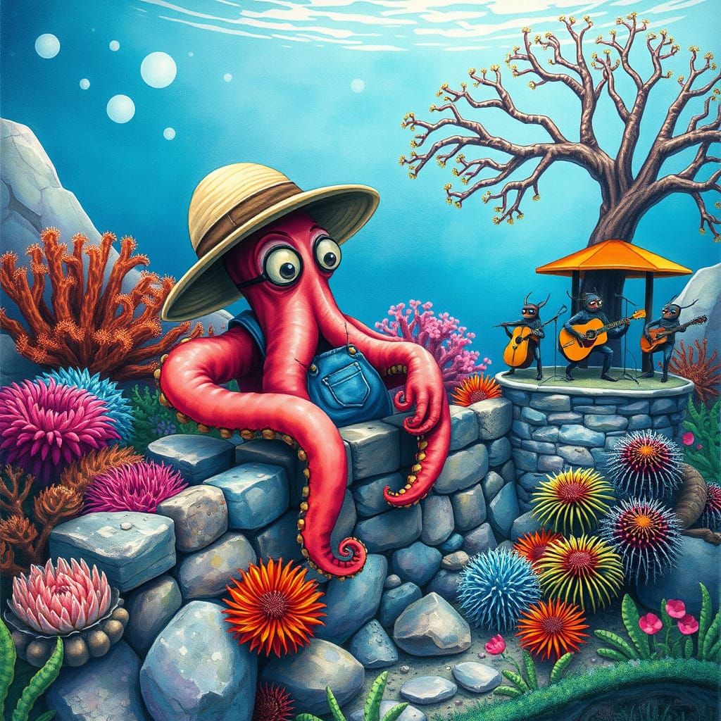 Octopus Gardener in Underwater Paradise: Dreamy Alcohol Ink ...