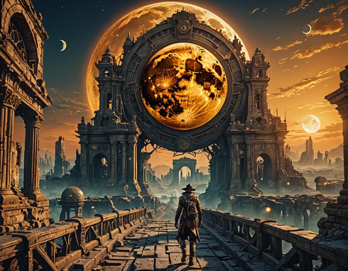 Explorer's Daring Escape in Steampunk City