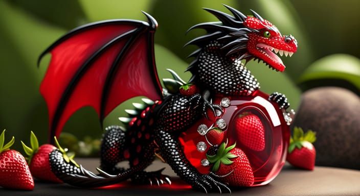 Whimsical Strawberry Dragon Generated by AI