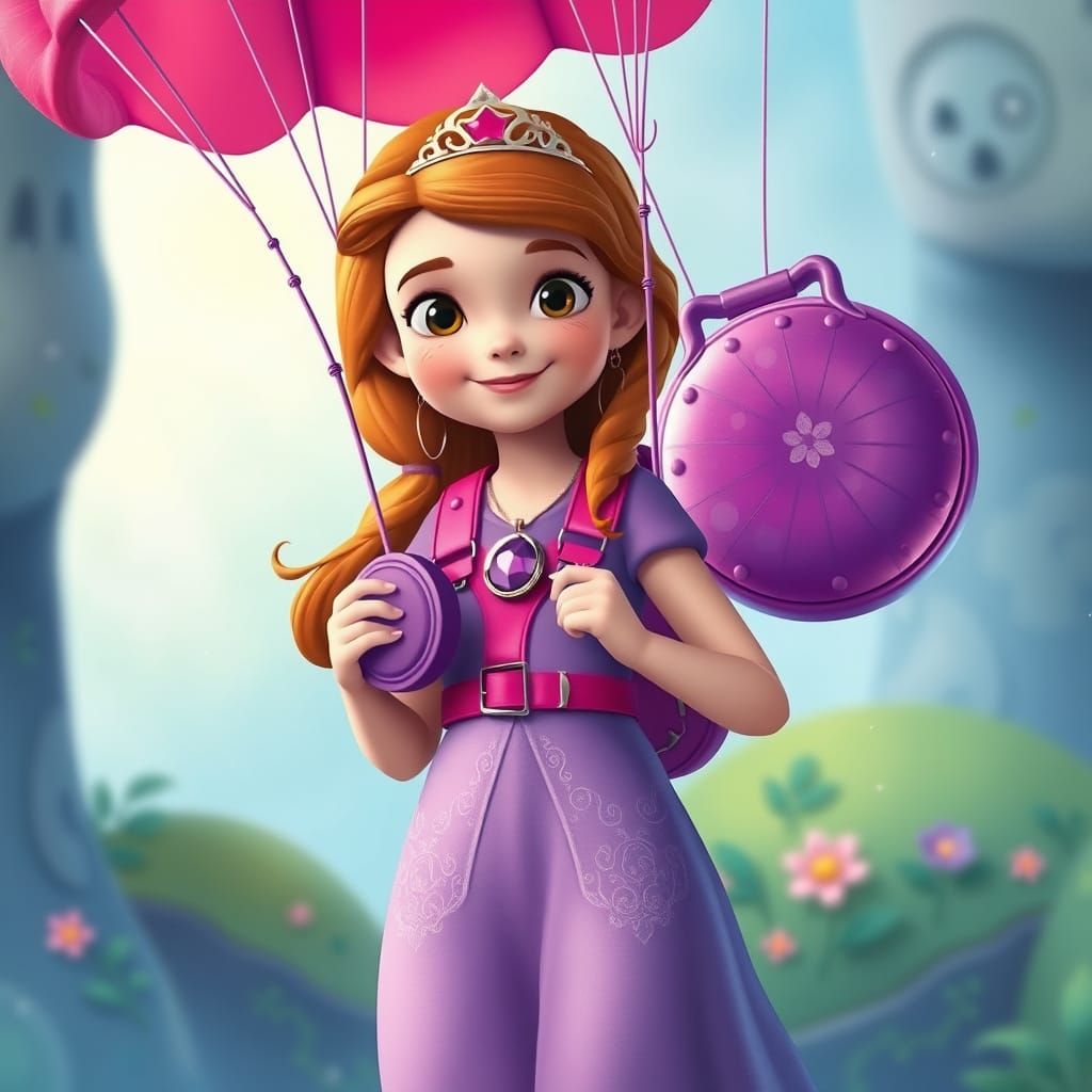 Sofia the First with Amulet and Parachute