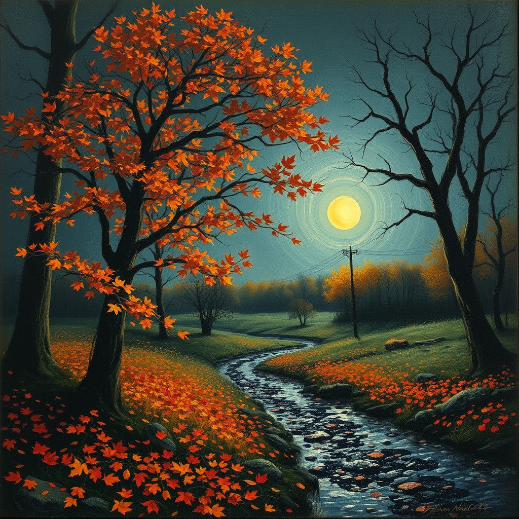 Melancholic Autumn Stillness: A Classic Painting
