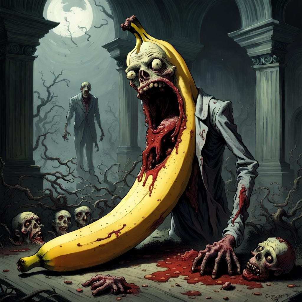 Zombie Banana Horror Art