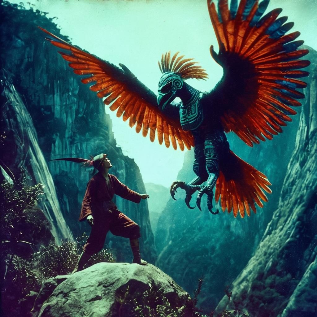 Aztec Vampiress and Thunderbird: Vintage 1920s Photo