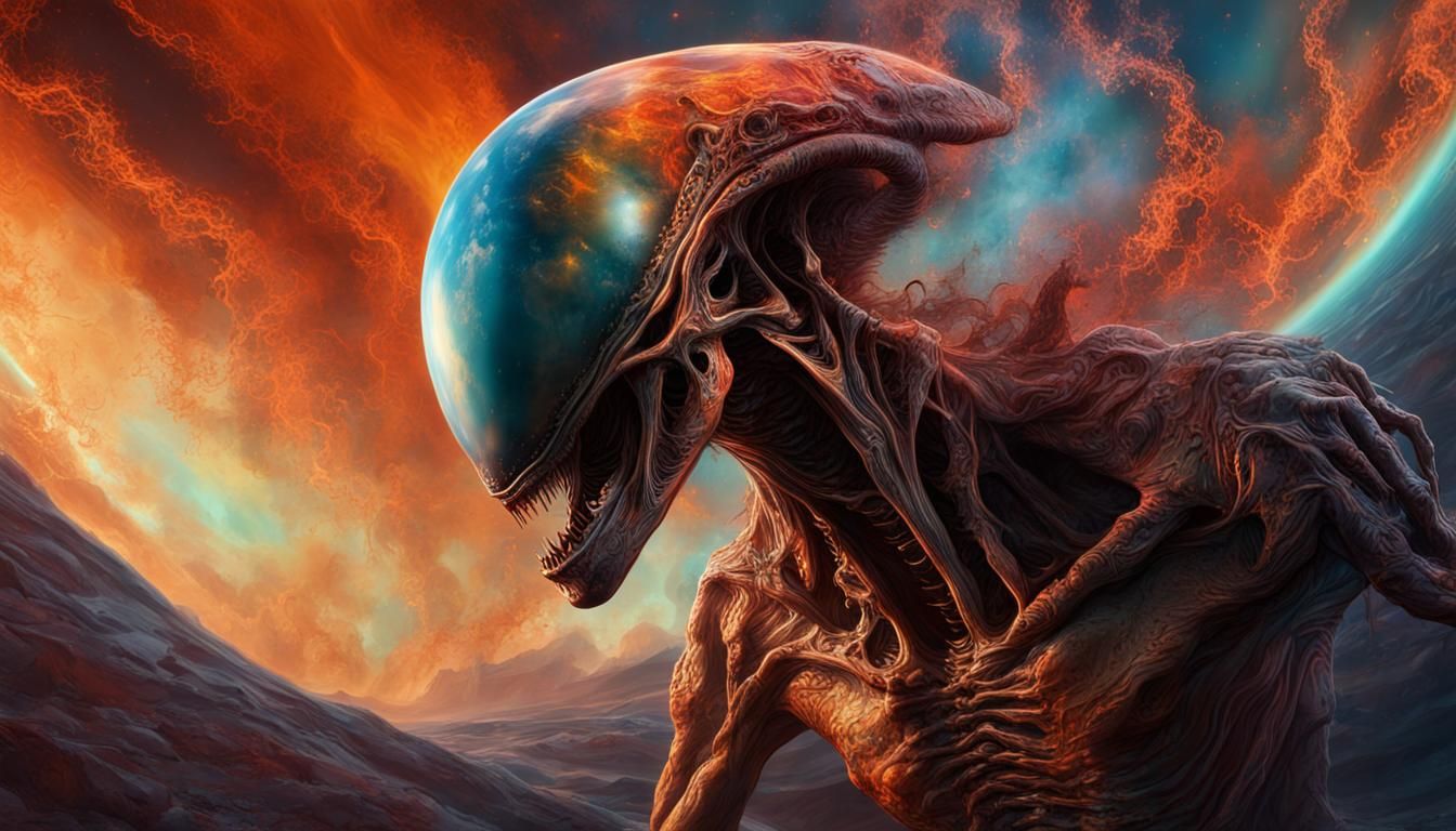 Alien Lava World with Celestial Double Exposure