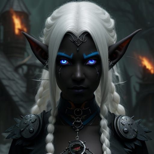 Steampunk Dark Elf with Electric Blue Eyes