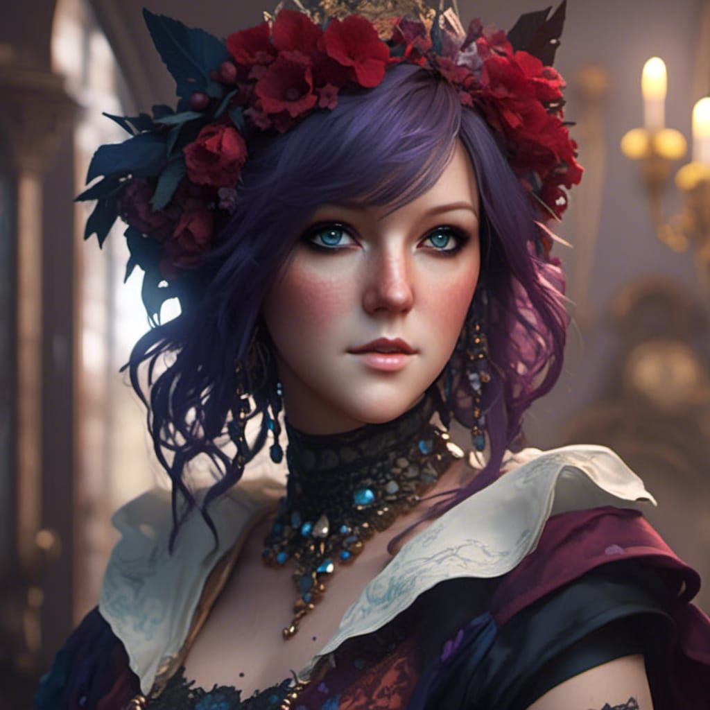 Delicate Porcelain Doll: Hyperdetailed Art Portrait