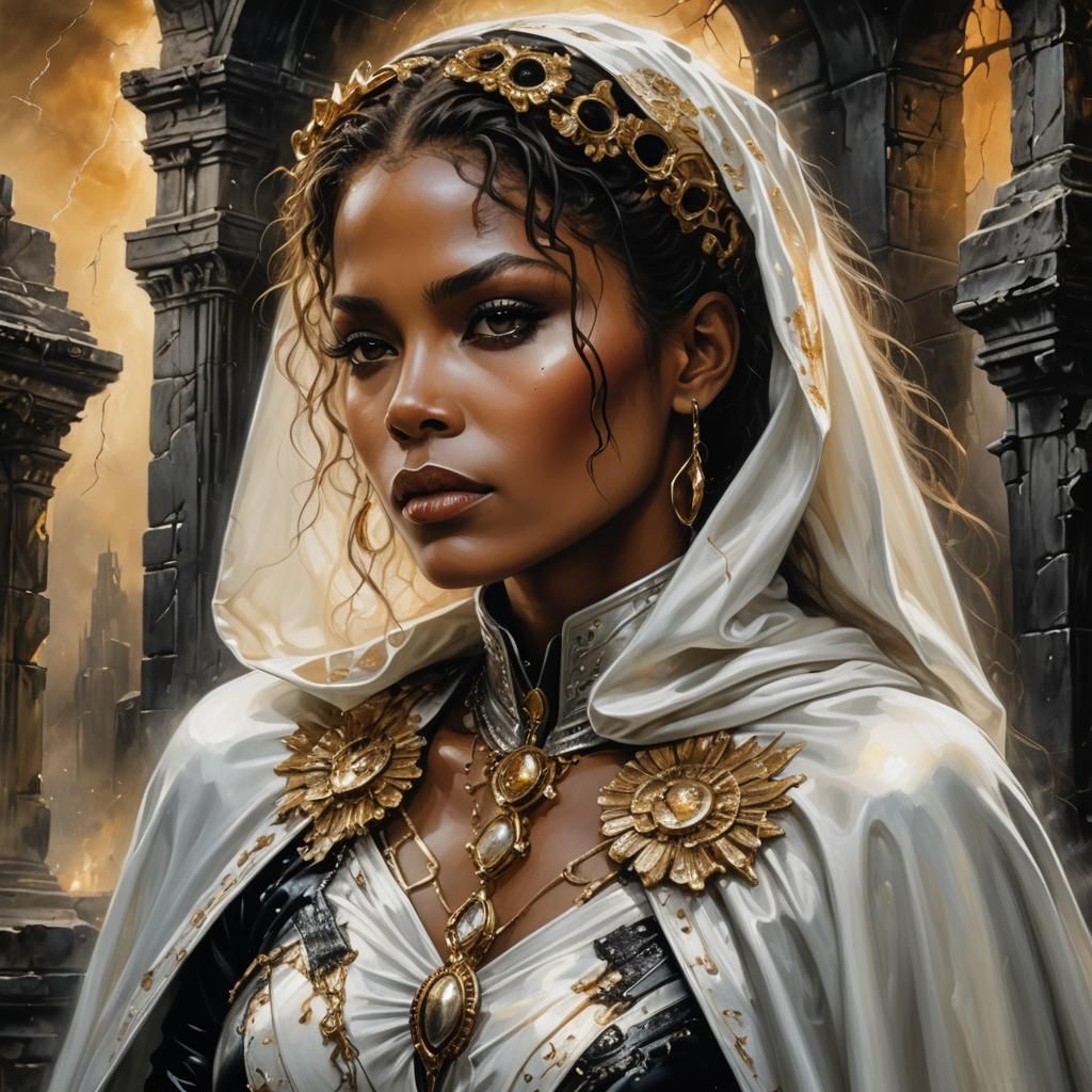 Melancholic Mythical Lady in Ethereal Oil Painting