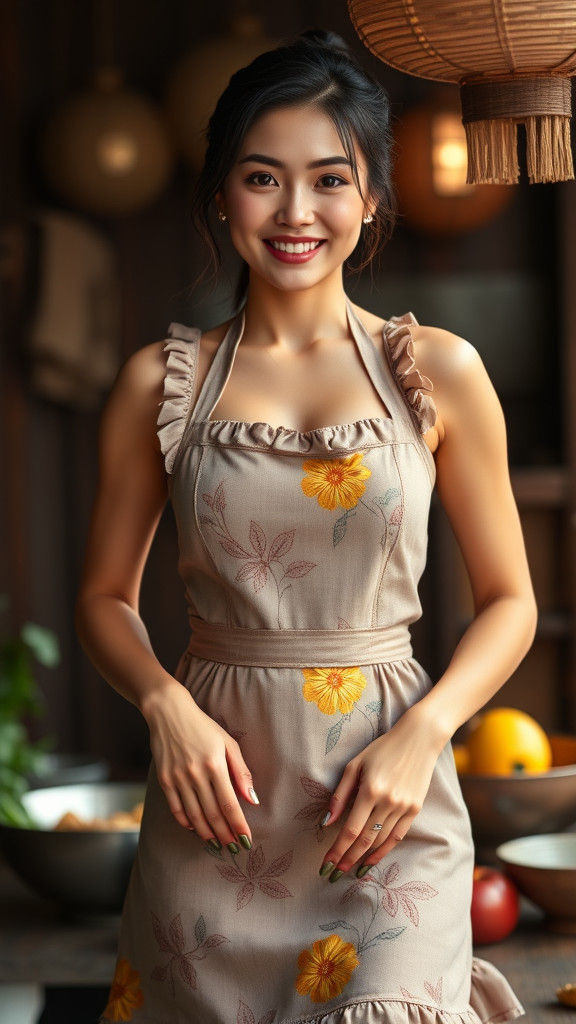 Vietnamese Woman in Apron Dress, Professional Photography