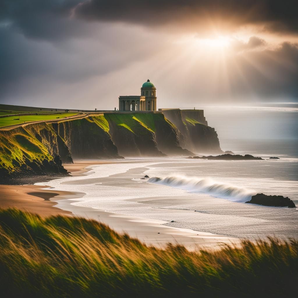 Mussenden Temple at Portrush in Soft Heavenly Light
