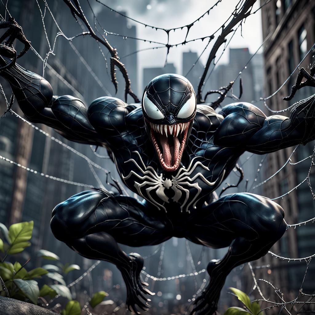 Venom on a Spider Web: 3D Cinematic Render