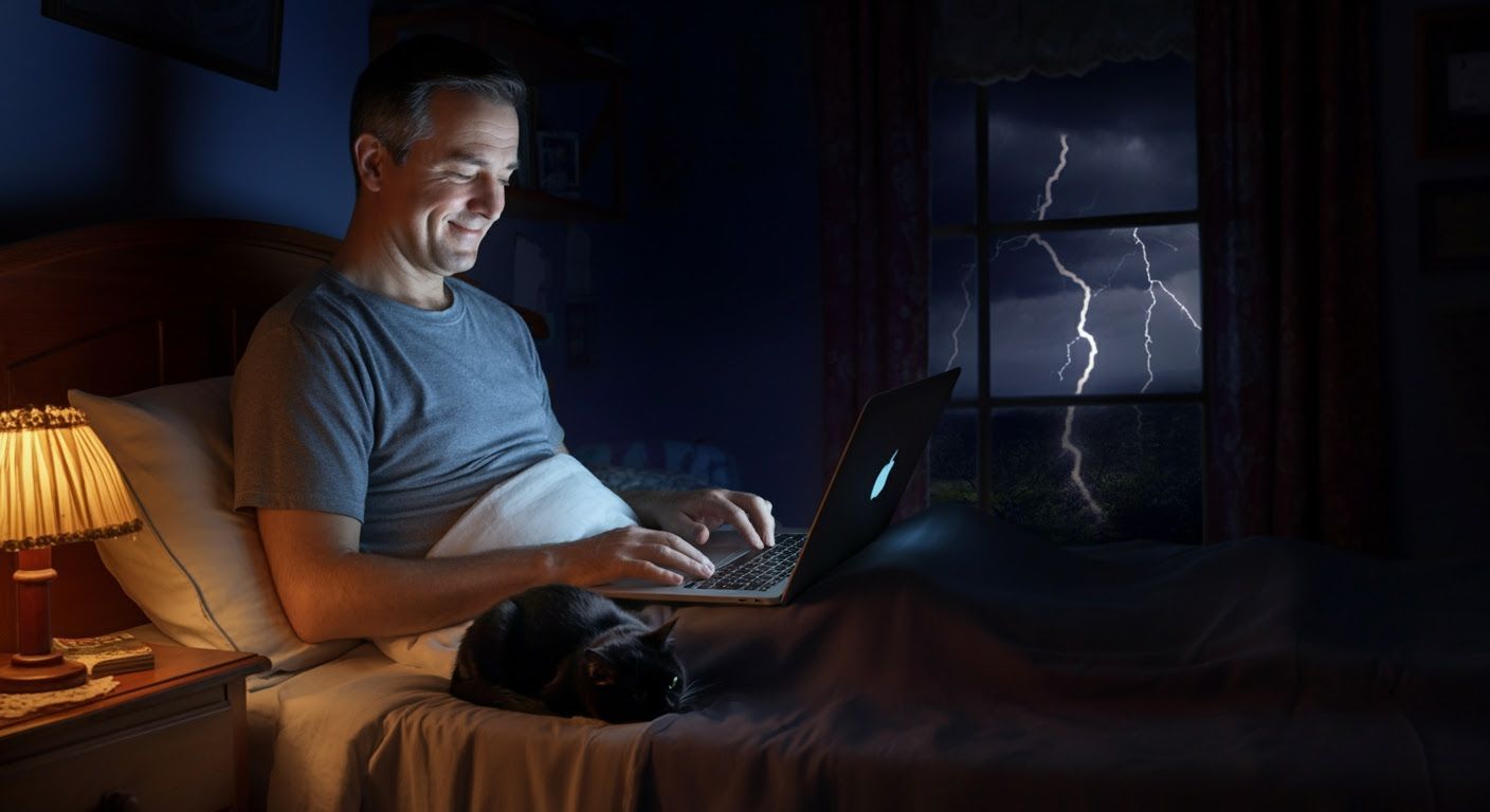 Nostalgic Thunderstorm Scene in Illustrative Style