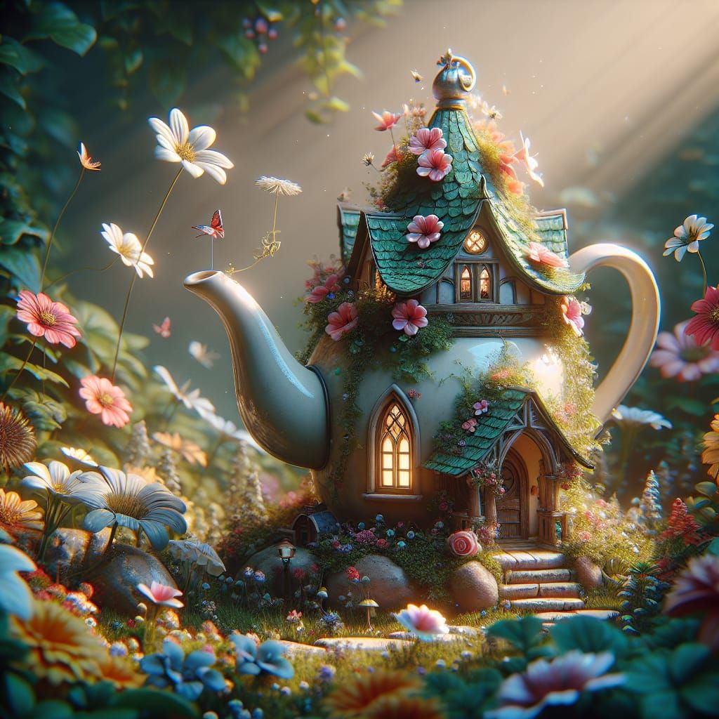 Whimsical Teapot Fairy House