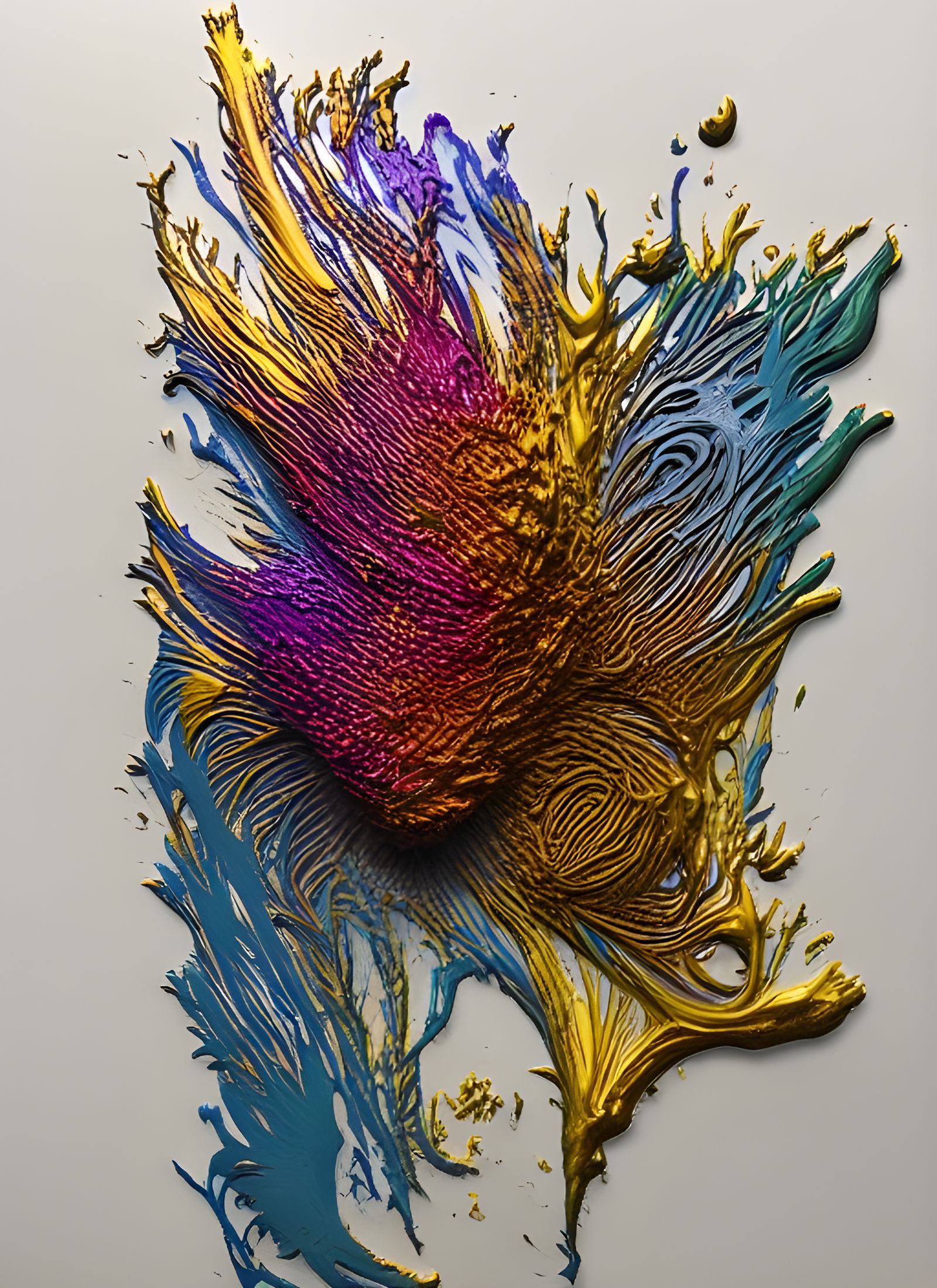 Hypercomplex 3D Abstract Design in Gold and Aluminum