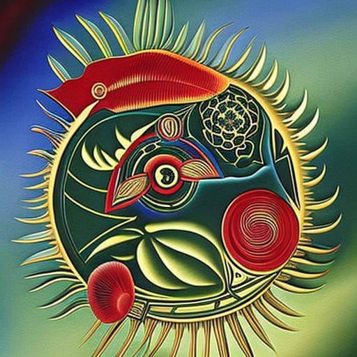 Psychedelic Cubist Composition in Oil on Canvas