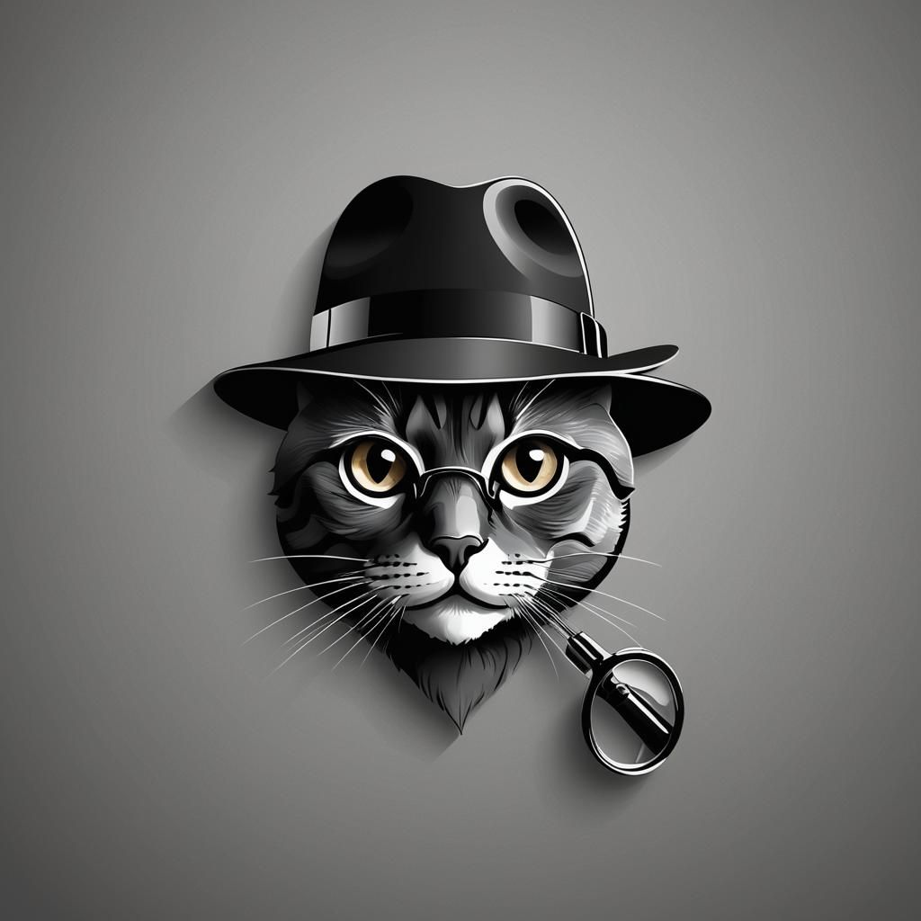 Case Cat Detective Logo in Art Deco Style